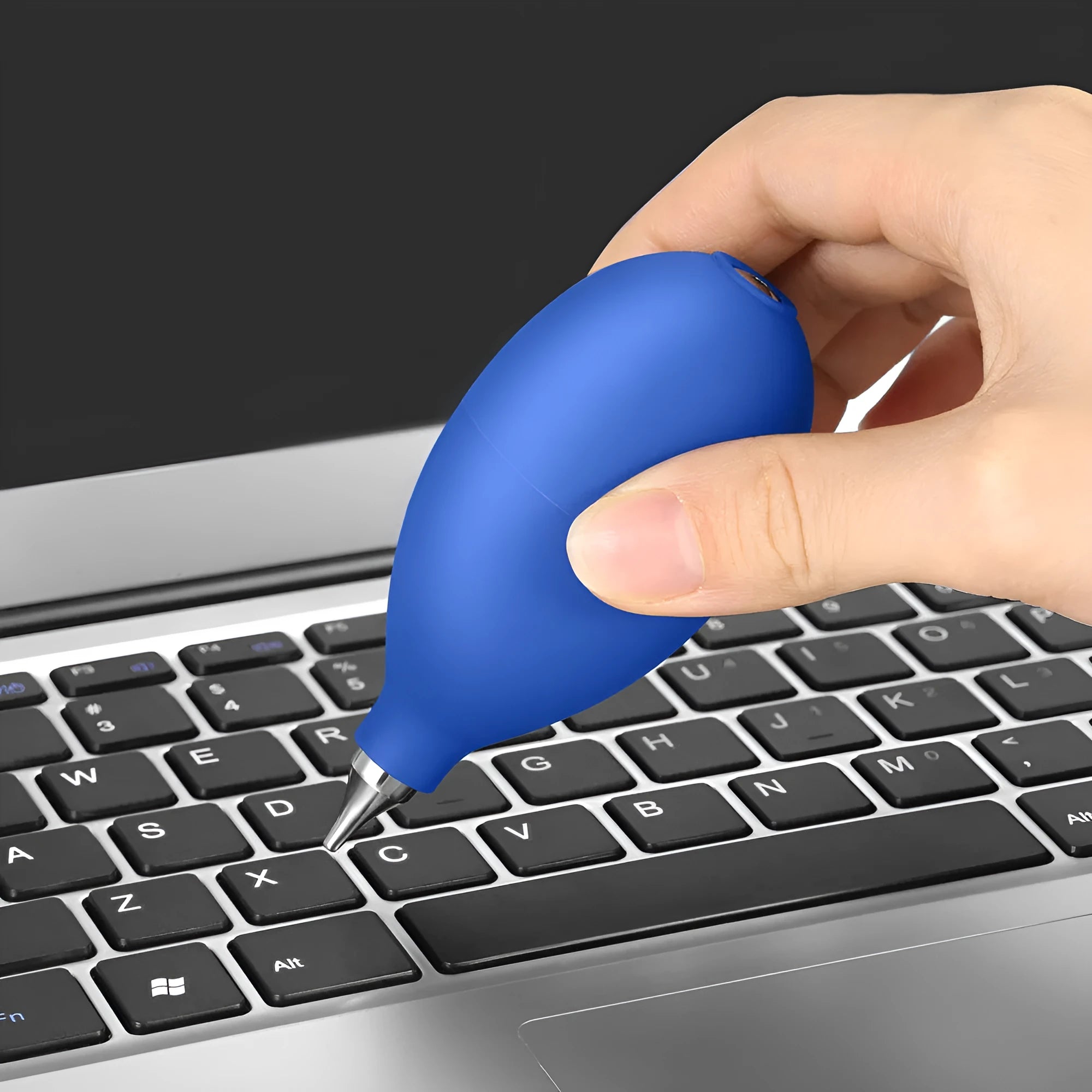 Blue rubber manual air blower cleaning tool for camera and phone dust removal