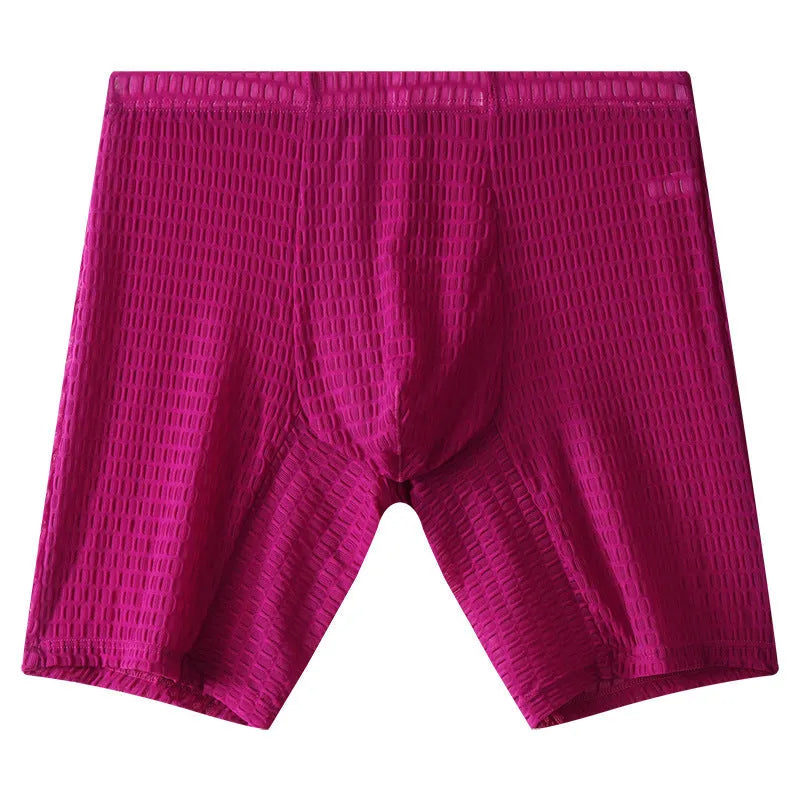 Men's transparent lace boxer shorts in lengthened style with mid waist