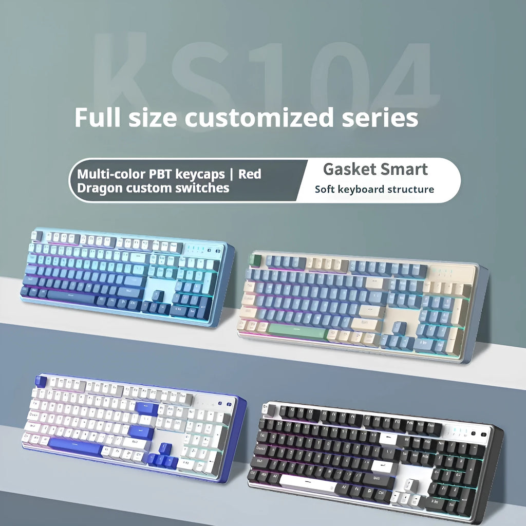 Red Dragon 104-key three-mode mechanical keyboard with RGB lighting and choice of mechanical switches