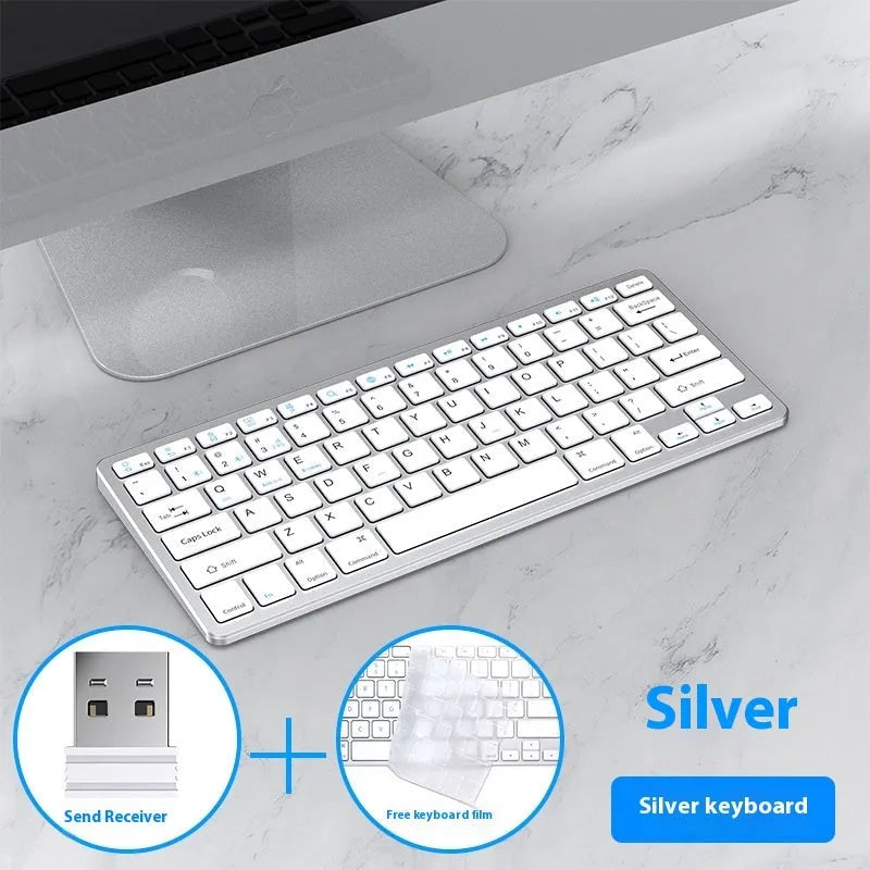 Ultra-thin wireless keyboard and mouse set in black, gun colour, or silver with receiver and keyboard cover