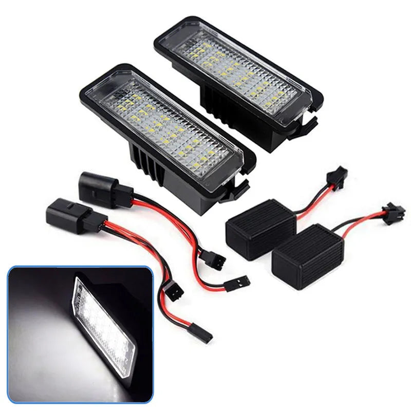 Pair of white LED license plate lights with 24 SMD LEDs for Volkswagen Golf 4 5 6 Polo Phaeton
