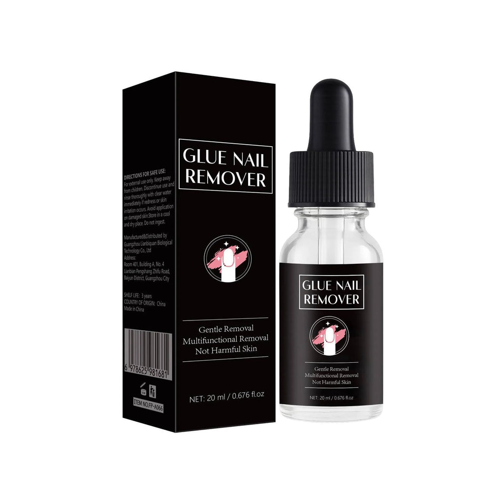 Nail glue remover 20ml bottle with brush applicator for adhesive removal