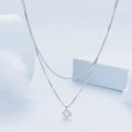 Silver colour double-layer necklace with pearl chain and pendant made from 925 sterling silver