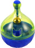 L-size interactive pet treat dispenser ball for dogs and cats, showing tumbler design with treat openings.