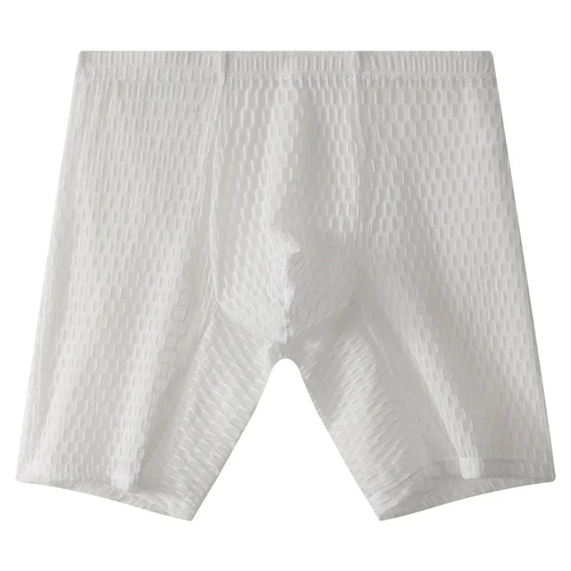 Men's transparent lace boxer shorts in lengthened style with mid waist