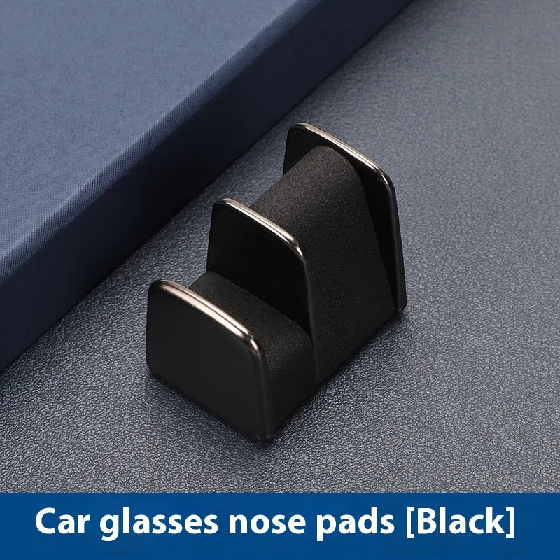 Zinc alloy car dashboard glasses clip with leather nose pad in black, grey, green or red
