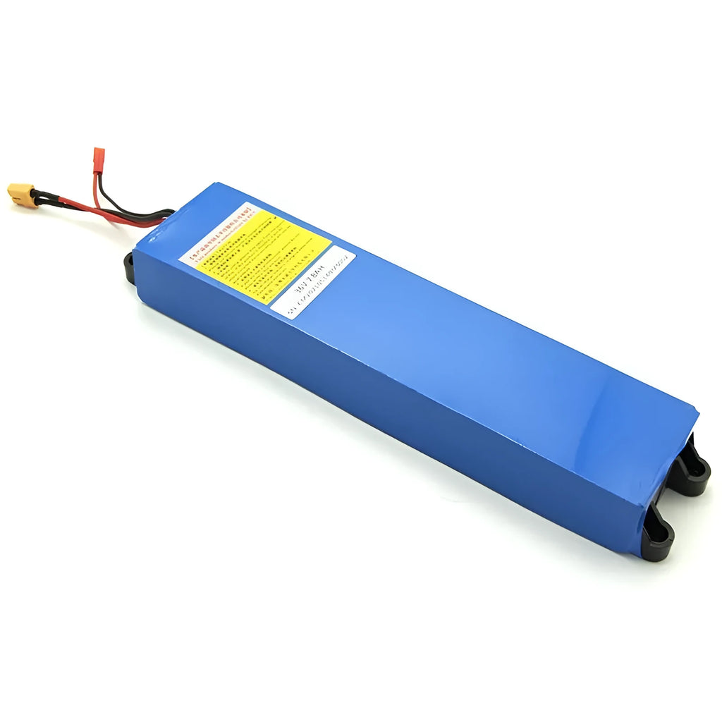 36V electric scooter lithium battery pack showing three capacity options: 10.4Ah, 7.8Ah and 6.6Ah
