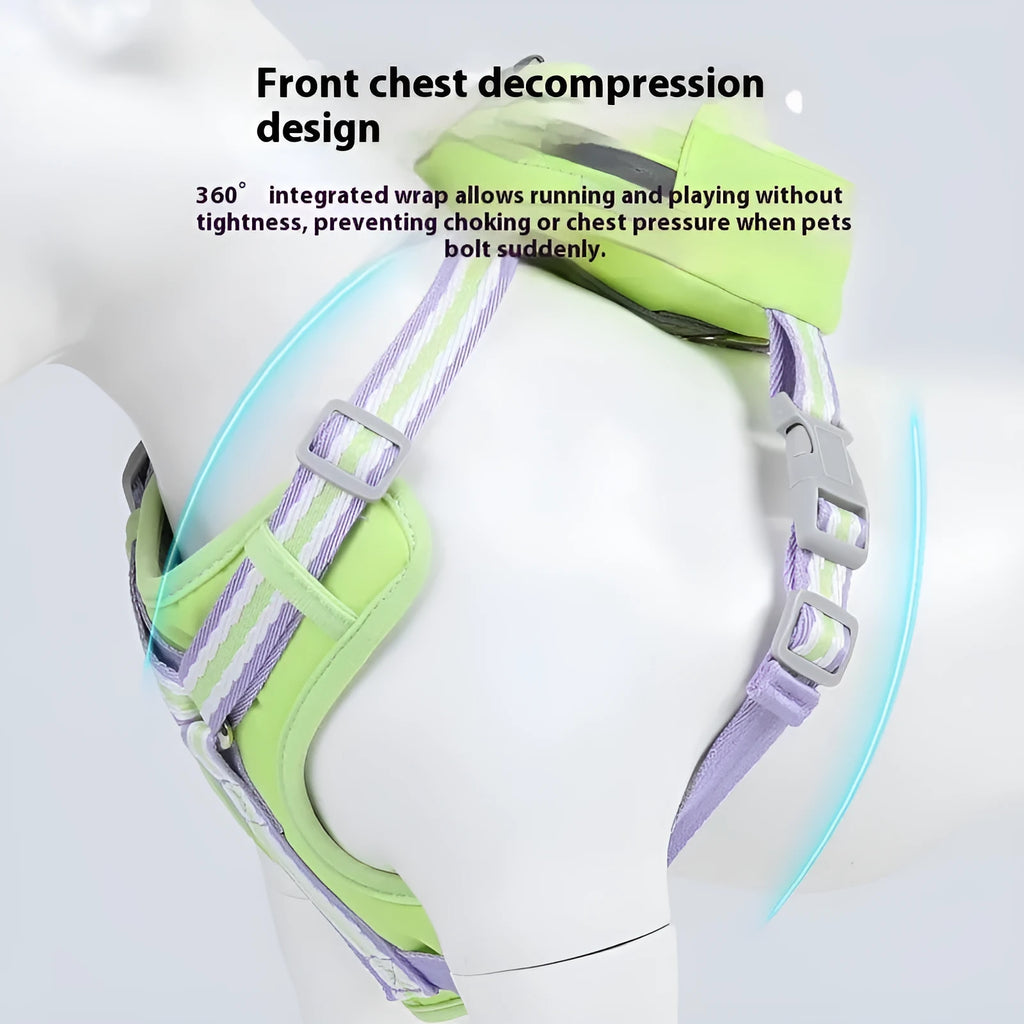 Explosion-proof anti-strangulation pet harness in Oxford cloth with a 1.5 metre rope.