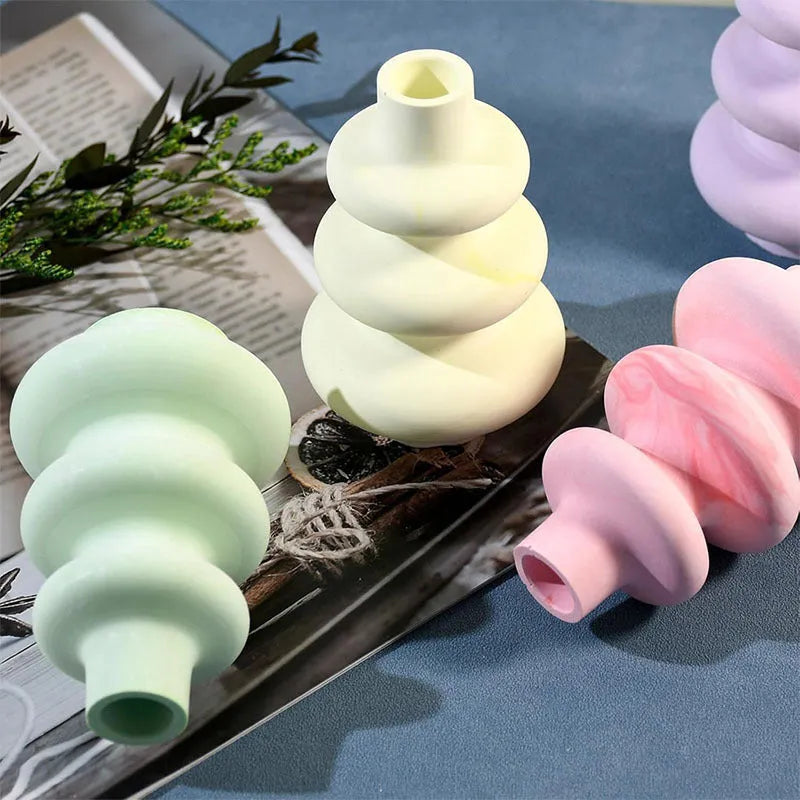 Three layer circle vase silicone mould for cake decoration in modern simplicity style