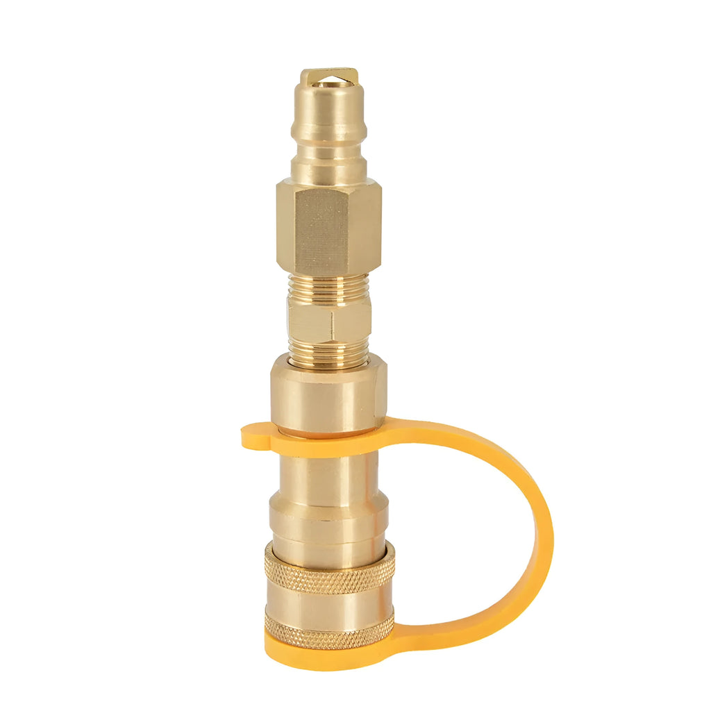 Gold colour brass gas propane conversion charging connector with 3/8 inch threads
