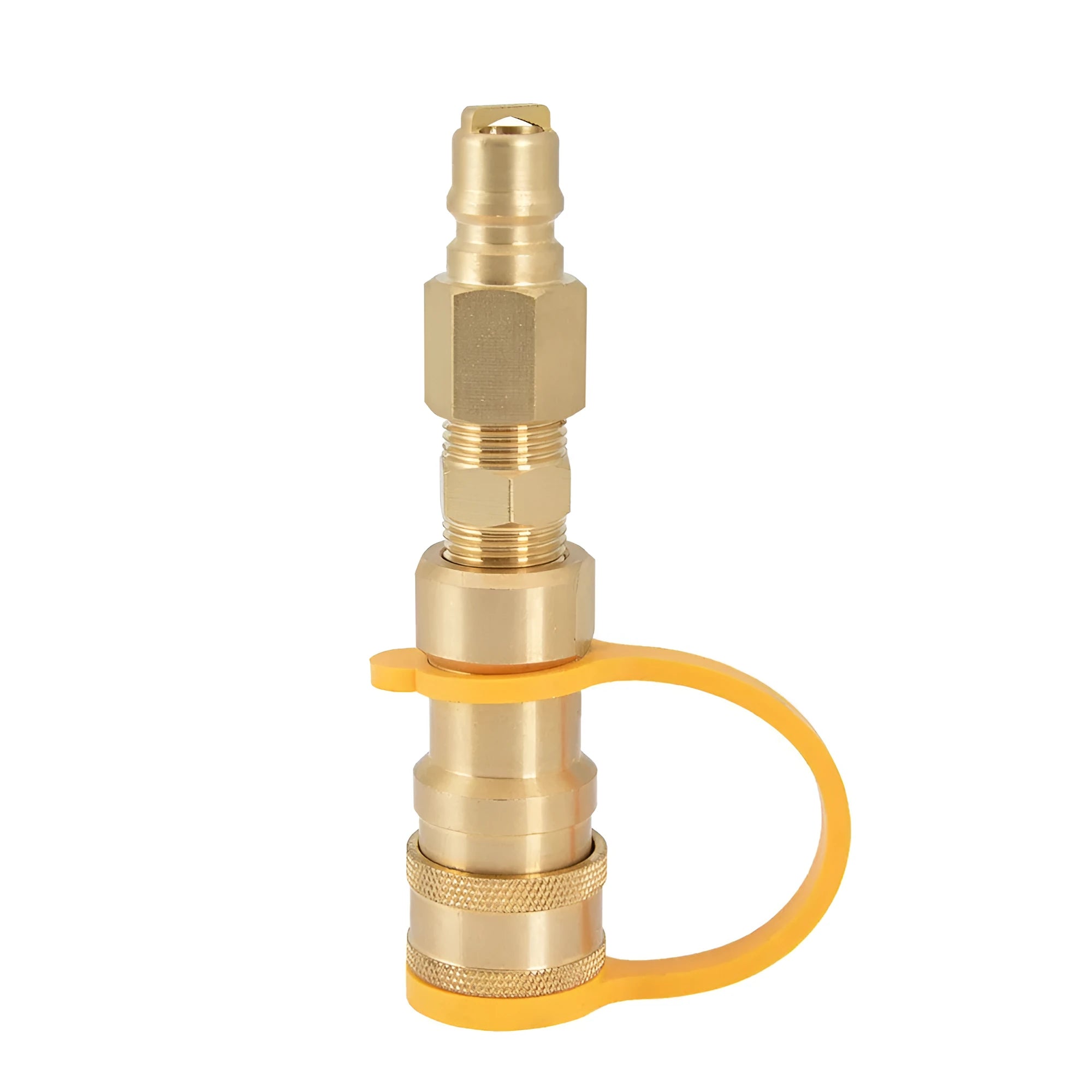 Gold colour brass gas propane conversion charging connector with 3/8 inch threads