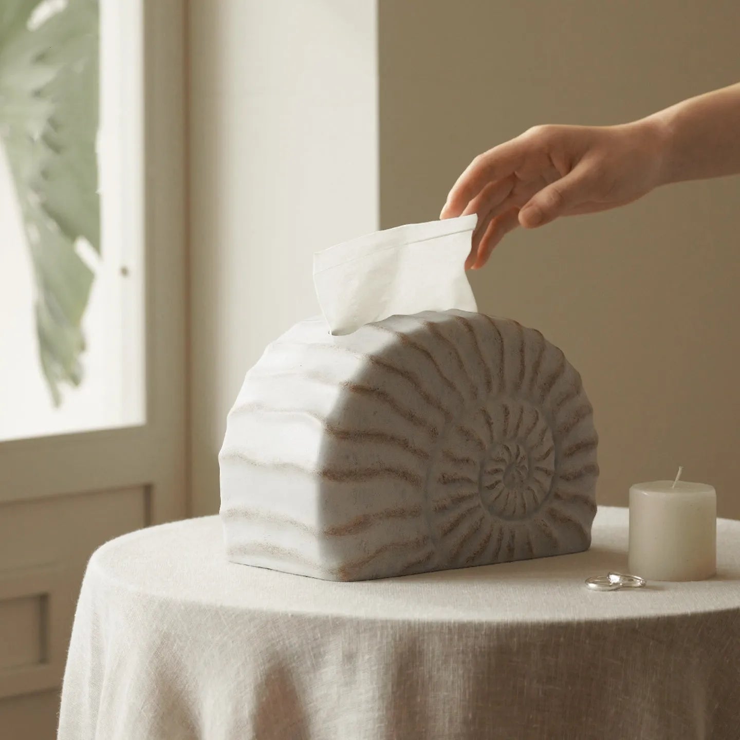 Conch ramble coloured resin decorative tissue box with modern simple design
