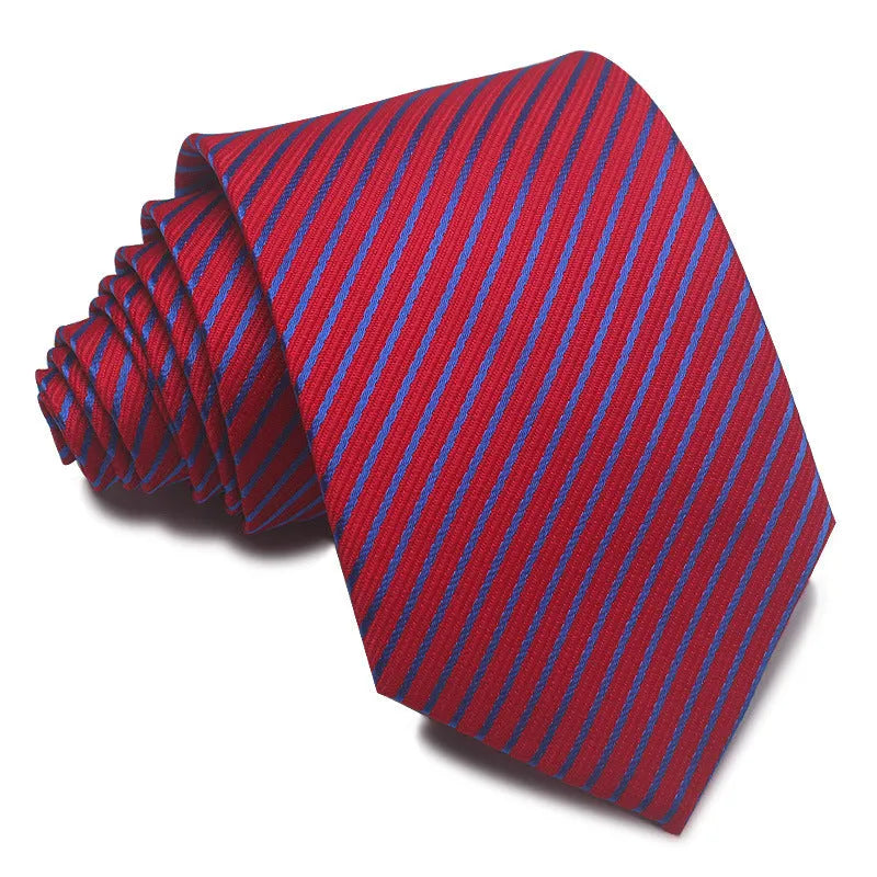 8cm wide polyester jacquard tie with striped pattern in arrow shape for business wear