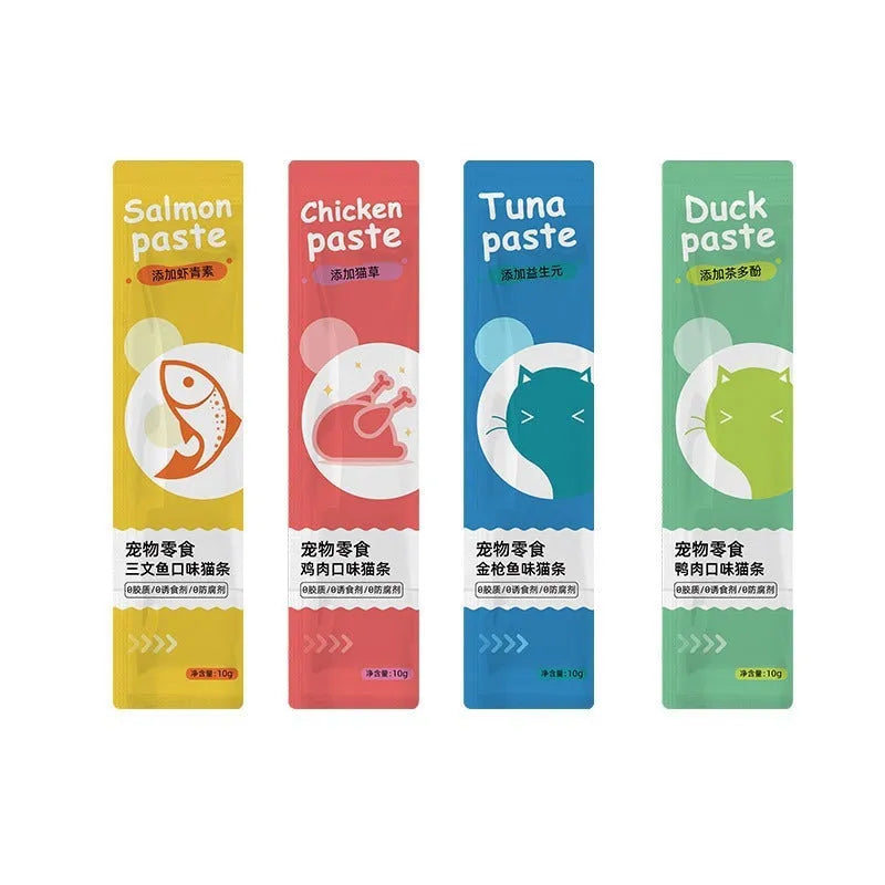 Cat strip snack pack with chicken duck salmon tuna flavours for kittens