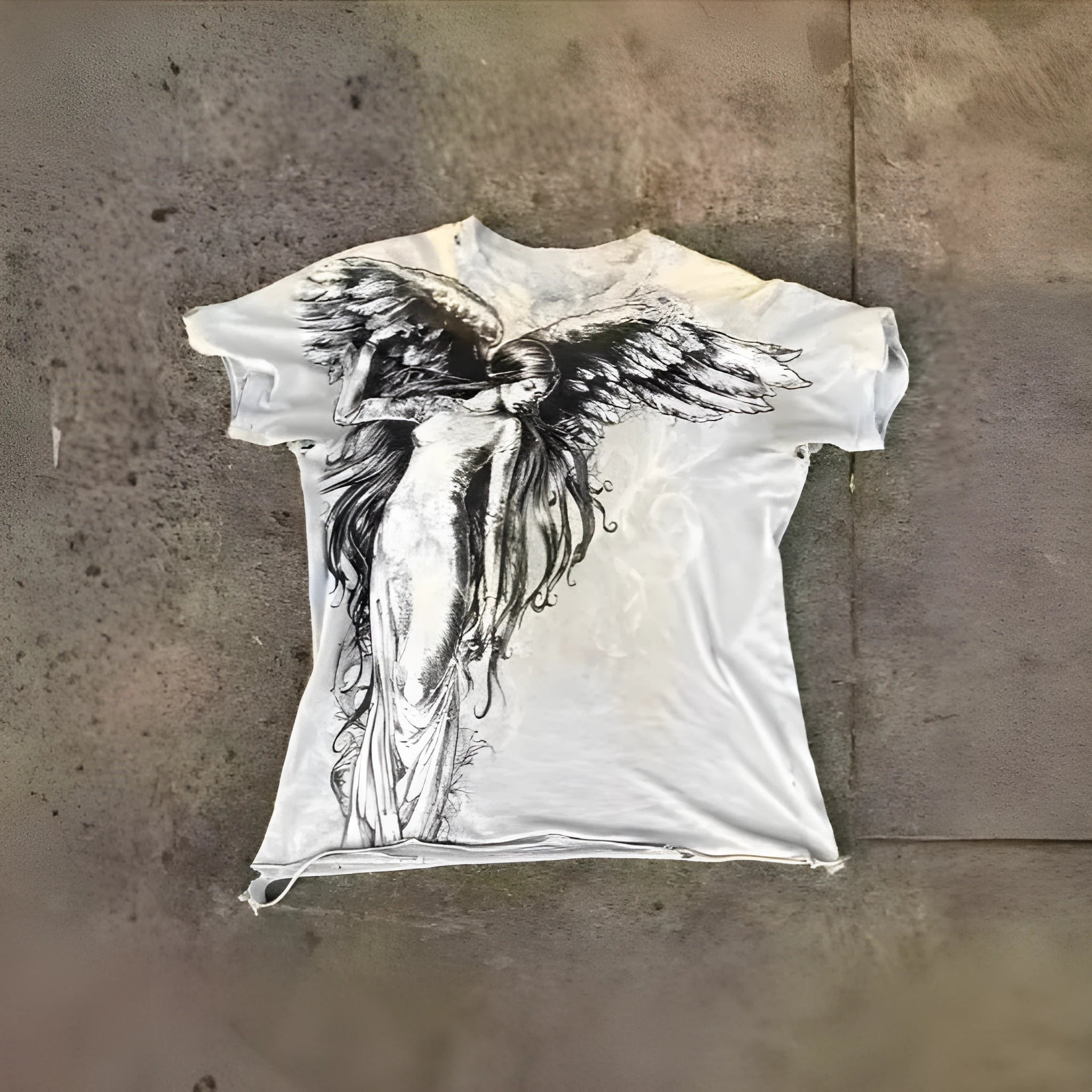 Gothic cartoon print men's short-sleeve casual top in colour HQ929 on a size chart background.