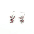 Rabbit stud earrings with diamond-cut pattern in gold, pink or silver alloy
