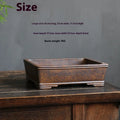 Purple sand rectangular bonsai planter with firewood burnt texture, shown in large and small size options.