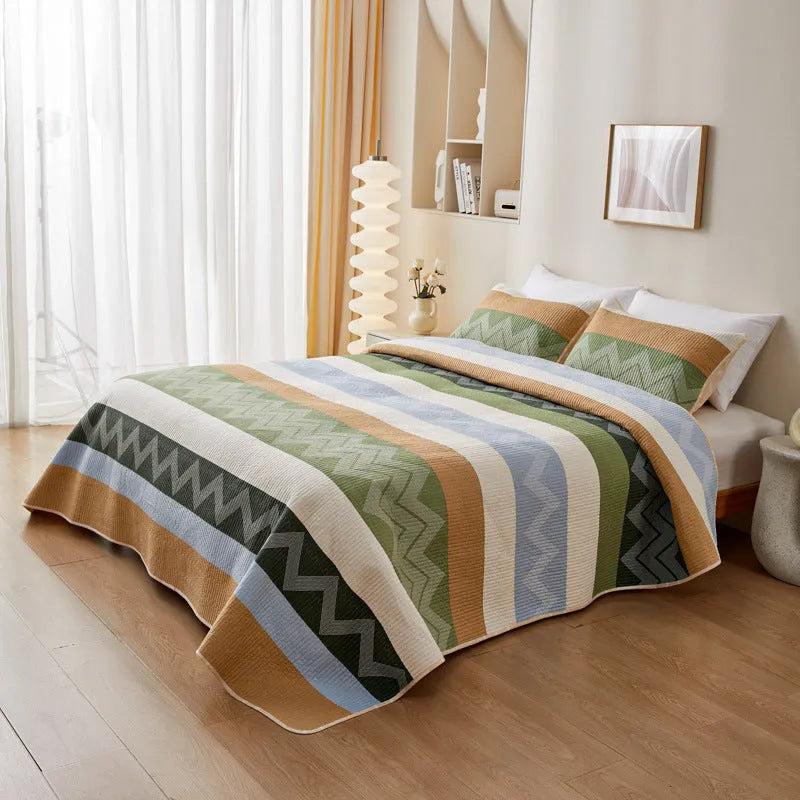 Pure cotton bed sheet three-piece set in modern simple style with reactive printed colours