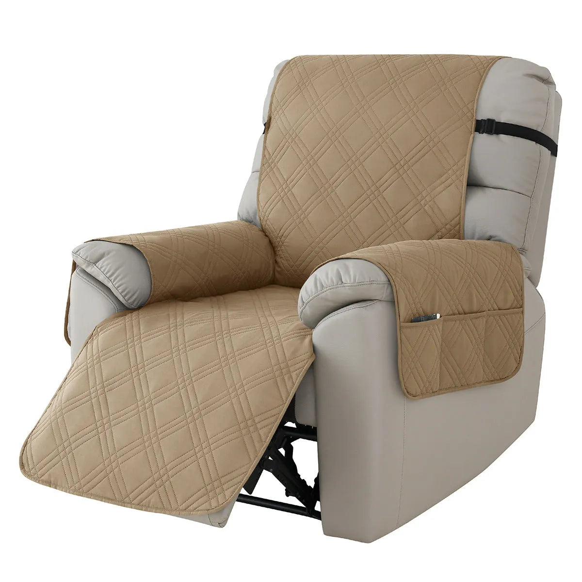 Quilted waterproof sofa cover for Chivas massage chair in burgundy colour.