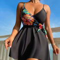 Black women's high waist split bikini swimsuit bottoms on a mannequin