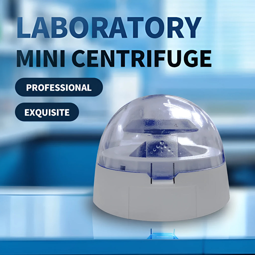 Mini laboratory centrifuge with compact design measuring 157 x 170 x 120 mm