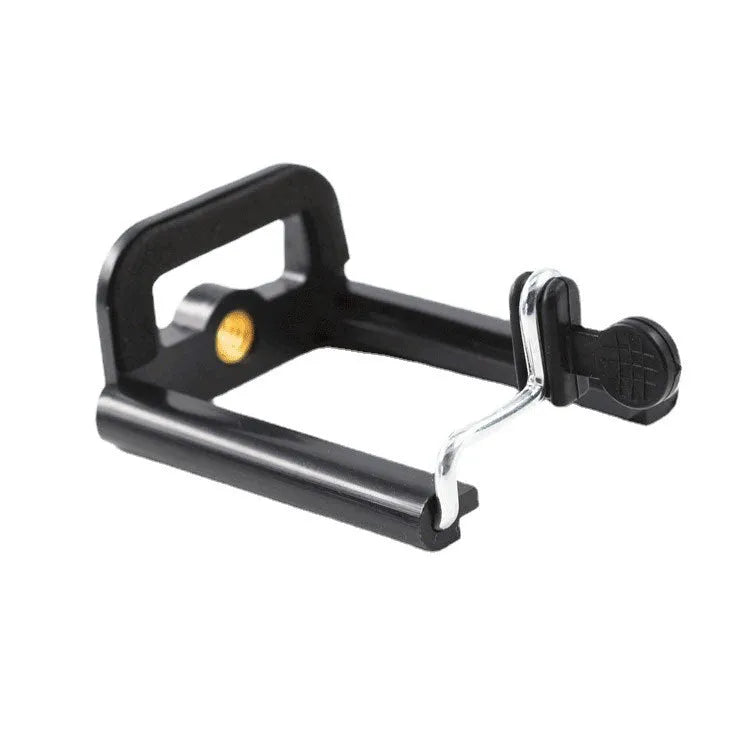 Black ABS plastic mobile phone holder with U-clip design and adjustable hose bracket for car mounting