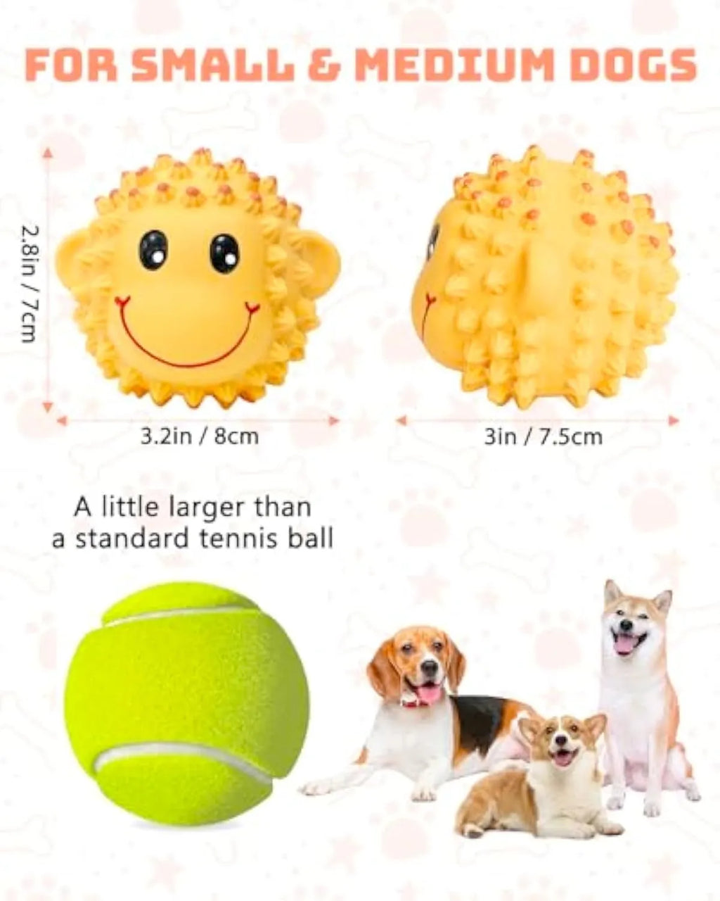 Latex squeaky dog toy with spiky texture in animal shape for small medium dogs