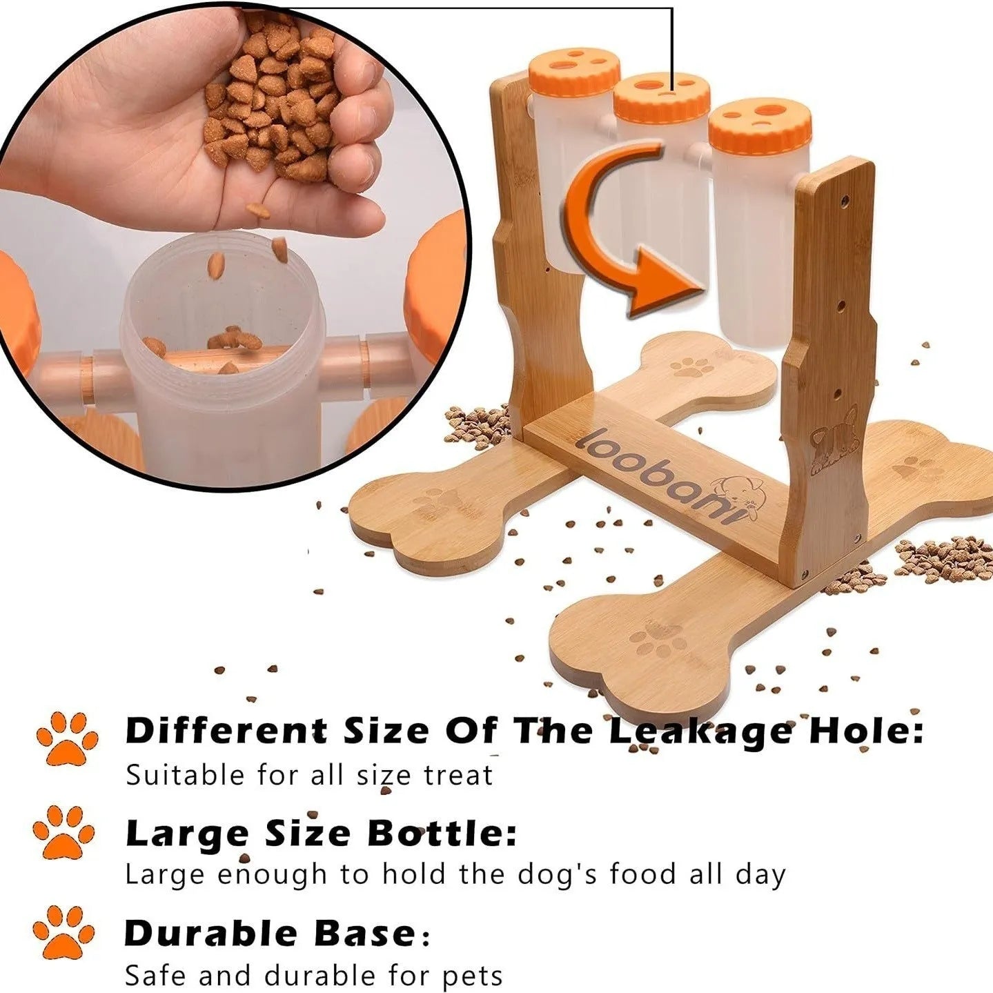 Wooden dog puzzle feeder interactive toy measuring 31x30x20cm for small medium dogs