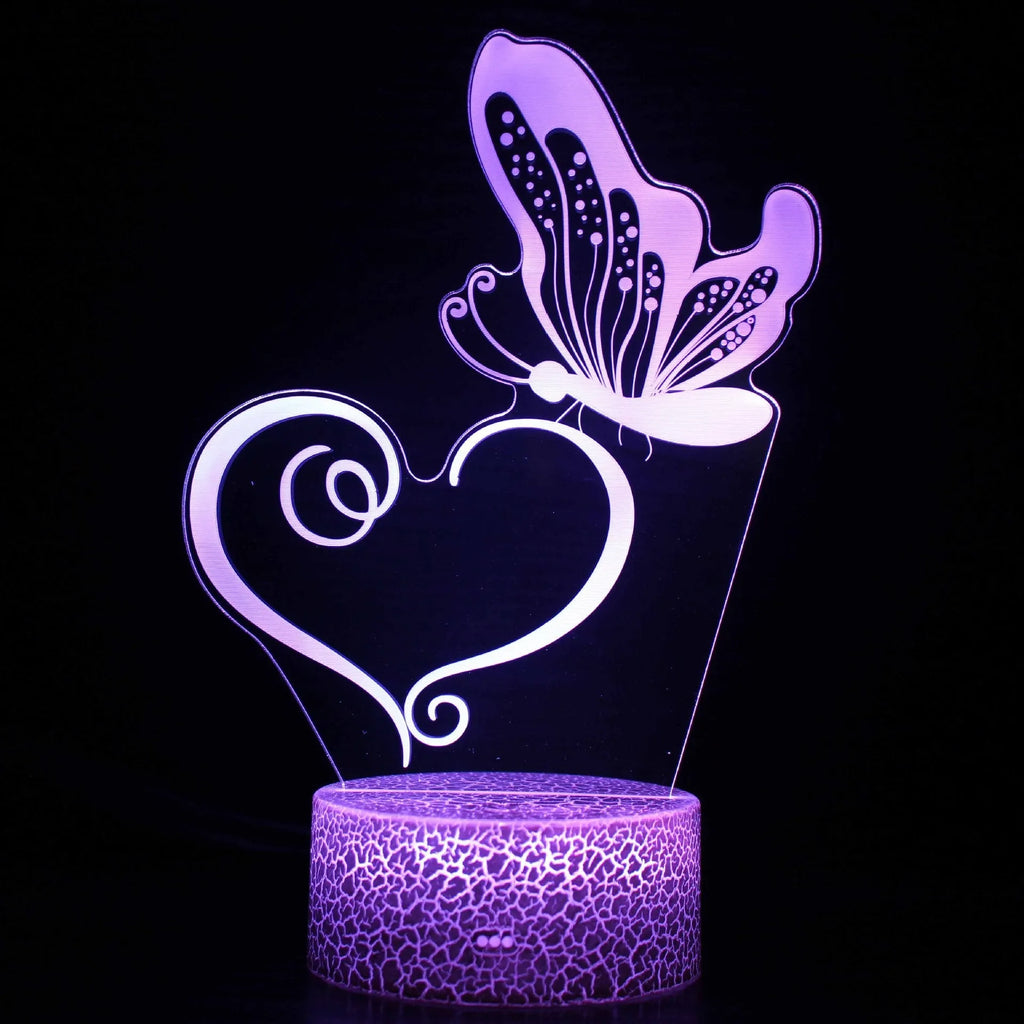 Small acrylic 3D USB table lamp with touch control on a 9.5x4cm ABS base.
