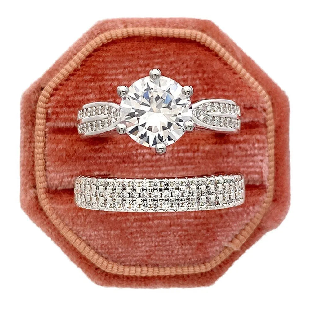 White gold colour alloy combined wedding ring bracelet with geometric design and round elements