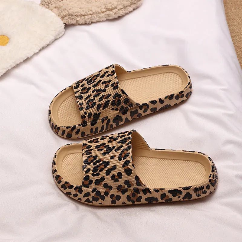 Leopard print slippers for women with thick EVA sole in multiple colour options