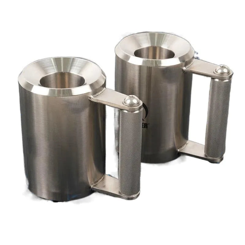 Silver stainless steel dumbbell cup weight plate showing 8kg cast iron construction