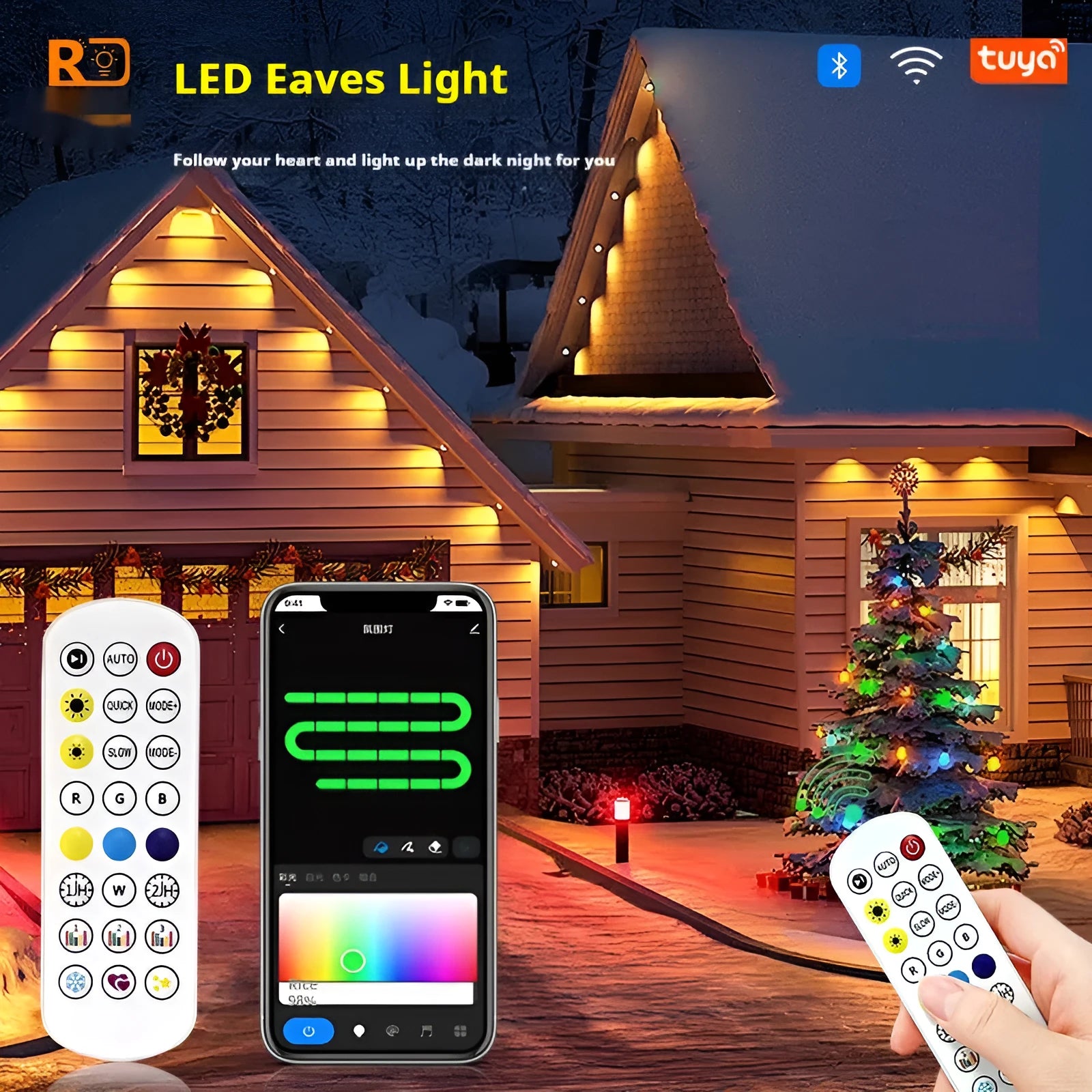 Outdoor planetary string lights with colour control for courtyard and eaves decoration