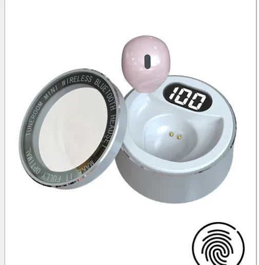 Invisible mini wireless Bluetooth earpiece with 9mm diameter in skin tone, white, or pink colours