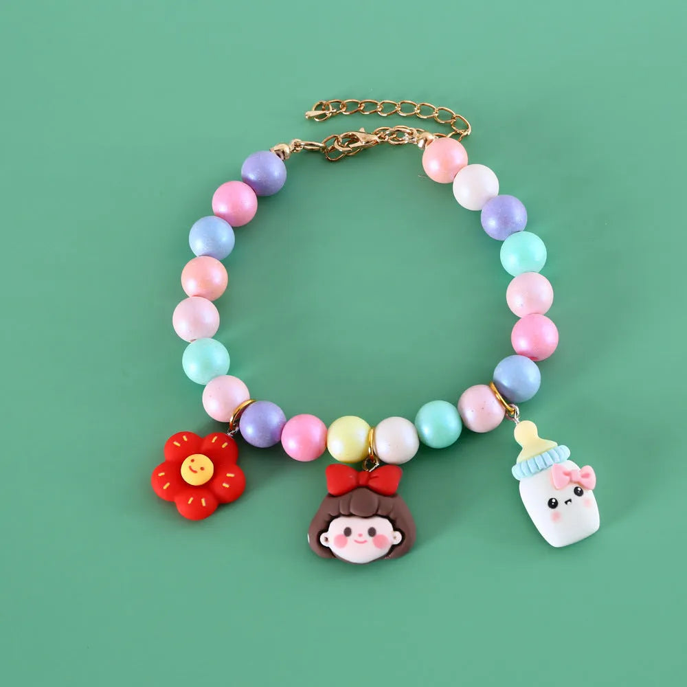 Colourful macaron pet collar with resin beads in six designs and adjustable sizing for small animals