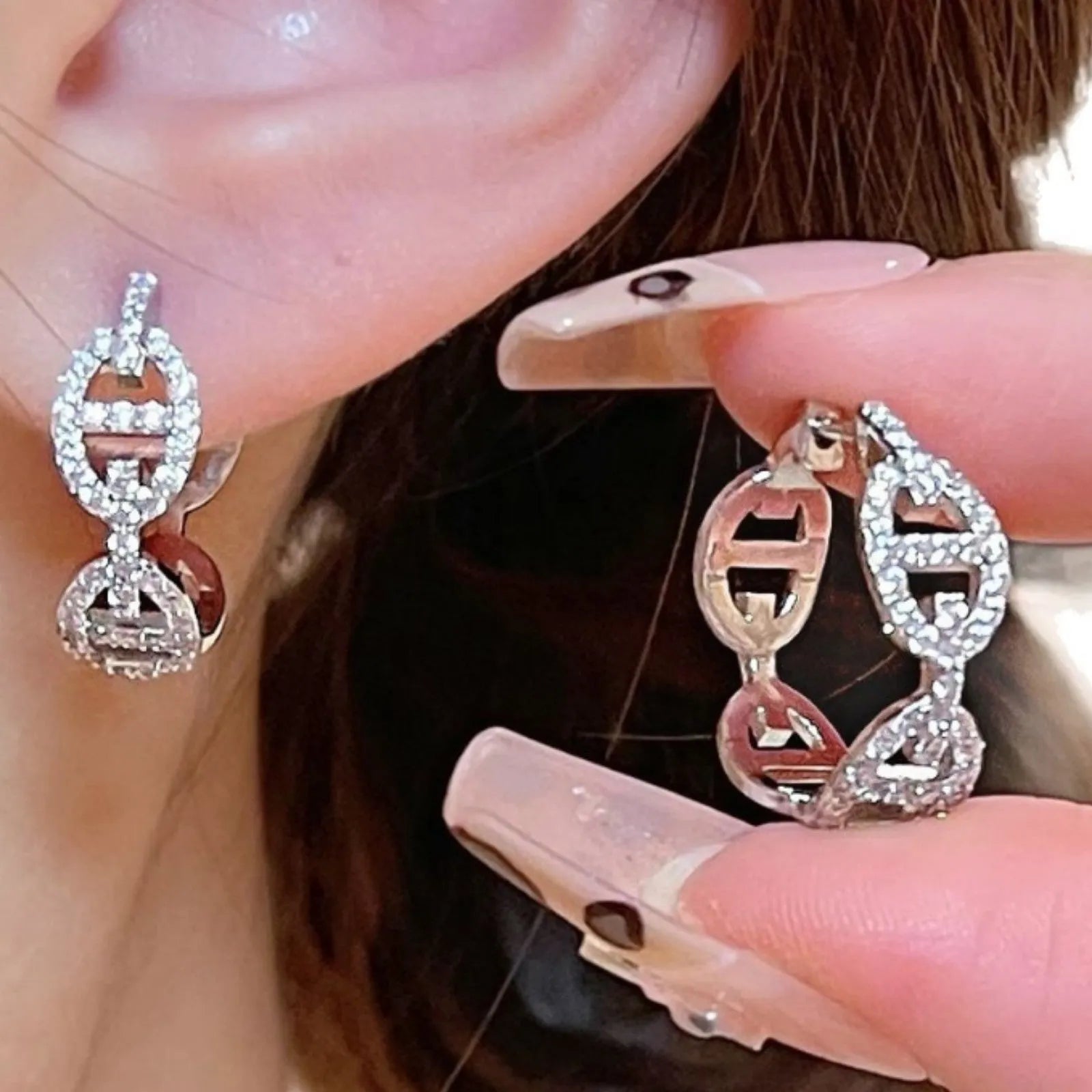 Ladies diamond cut electroplated earrings in silver, gold, and rose gold colour options for casual wear