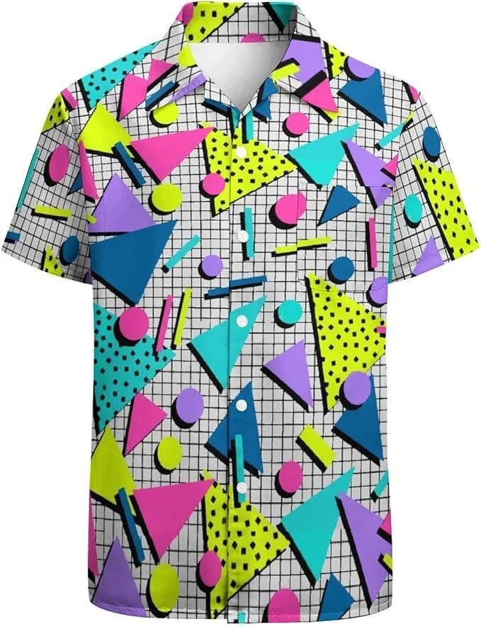 Men's short sleeve camo pattern casual shirt in slim fit with polyester construction
