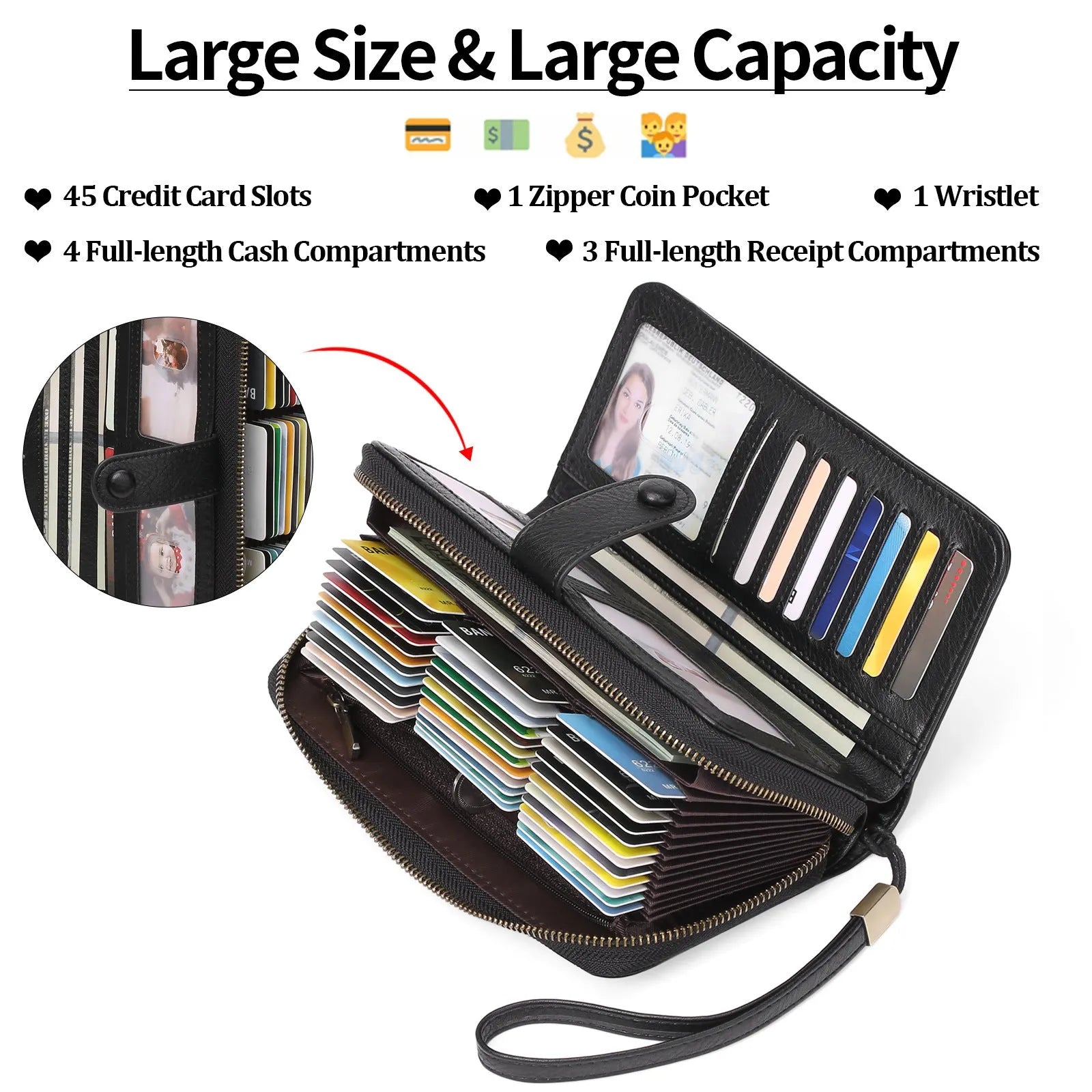 Women's expanding card holder wallet with anti-theft RFID protection in multiple colour options