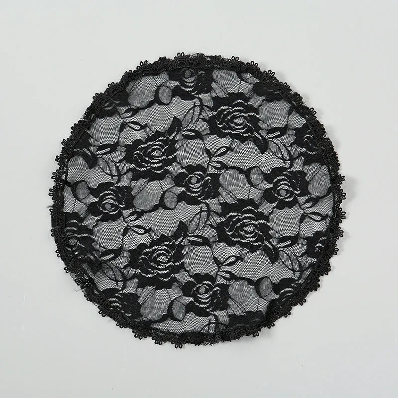 Round 30cm bridal head covering accessory in polyester with floral decoration