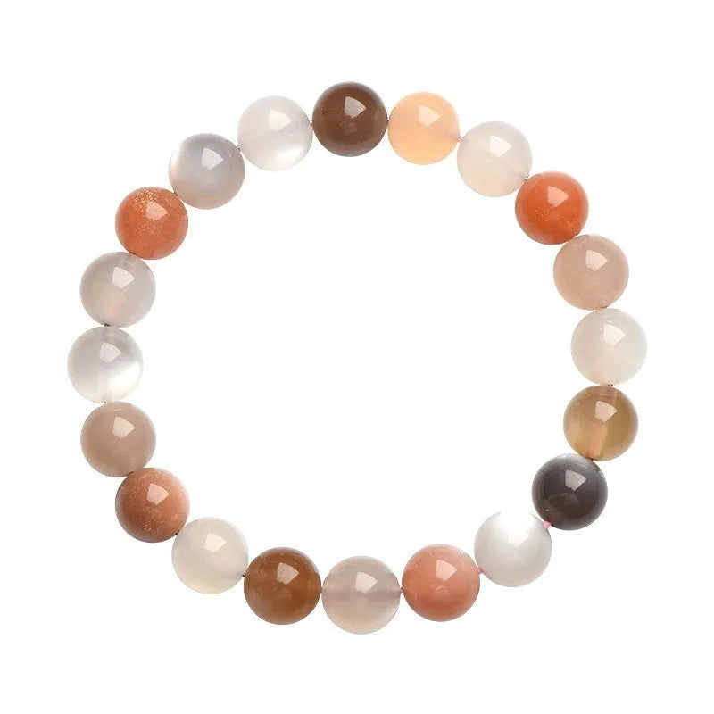 Natural moonstone bracelet with 8mm beads in colourful moon light colour variation