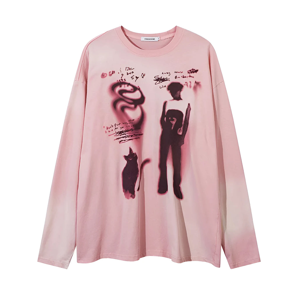 Women's loose cotton pullover top with drop shoulder sleeves in dark grey colour option showing relaxed fit