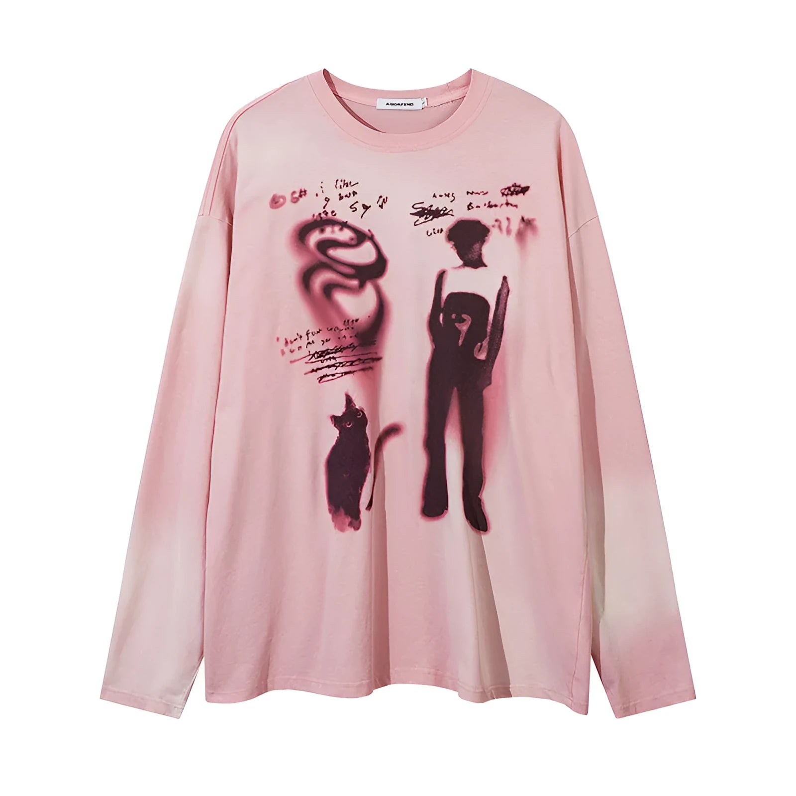 Women's loose cotton pullover top with drop shoulder sleeves in dark grey colour option showing relaxed fit