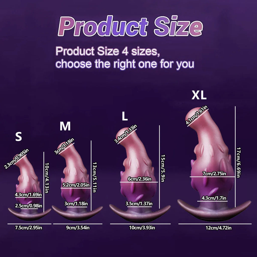 Adult silicone masturbator toy in purple, gold, or black colour.