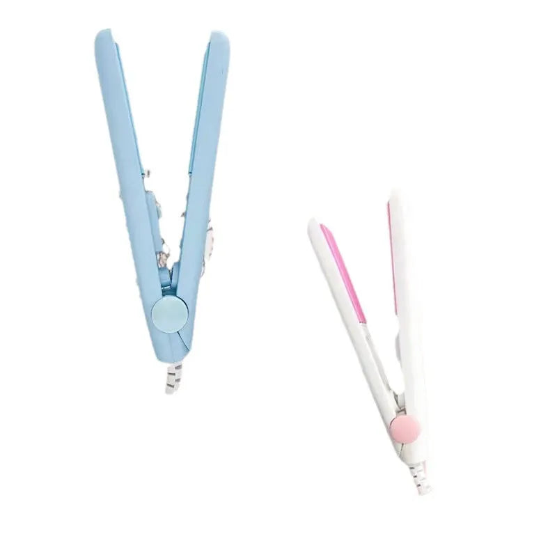 Mini hairdressing splint air bangs hair perm straightener in five colour options with storage boxes