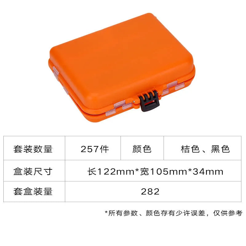 Weihe 257-piece fishing lure accessories kit in ABS storage box for Texas rigs and sea fishing