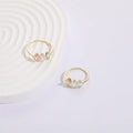 Geometric birthstone horse eye ring with tricolor zircon design in 14k real gold RG9066 electroplated finish