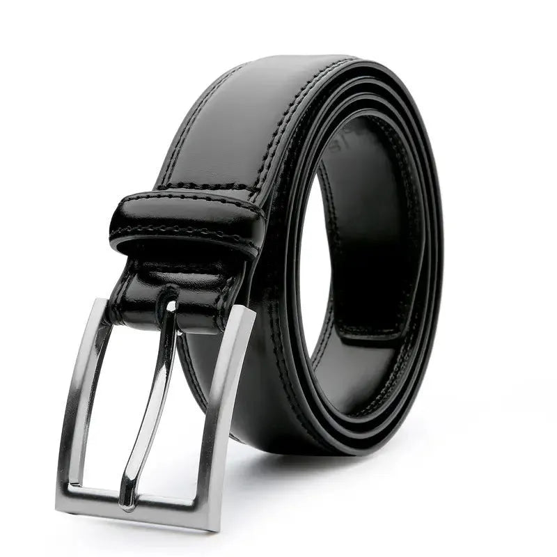 Men's genuine leather casual belt with alloy buckle in wild grain pattern