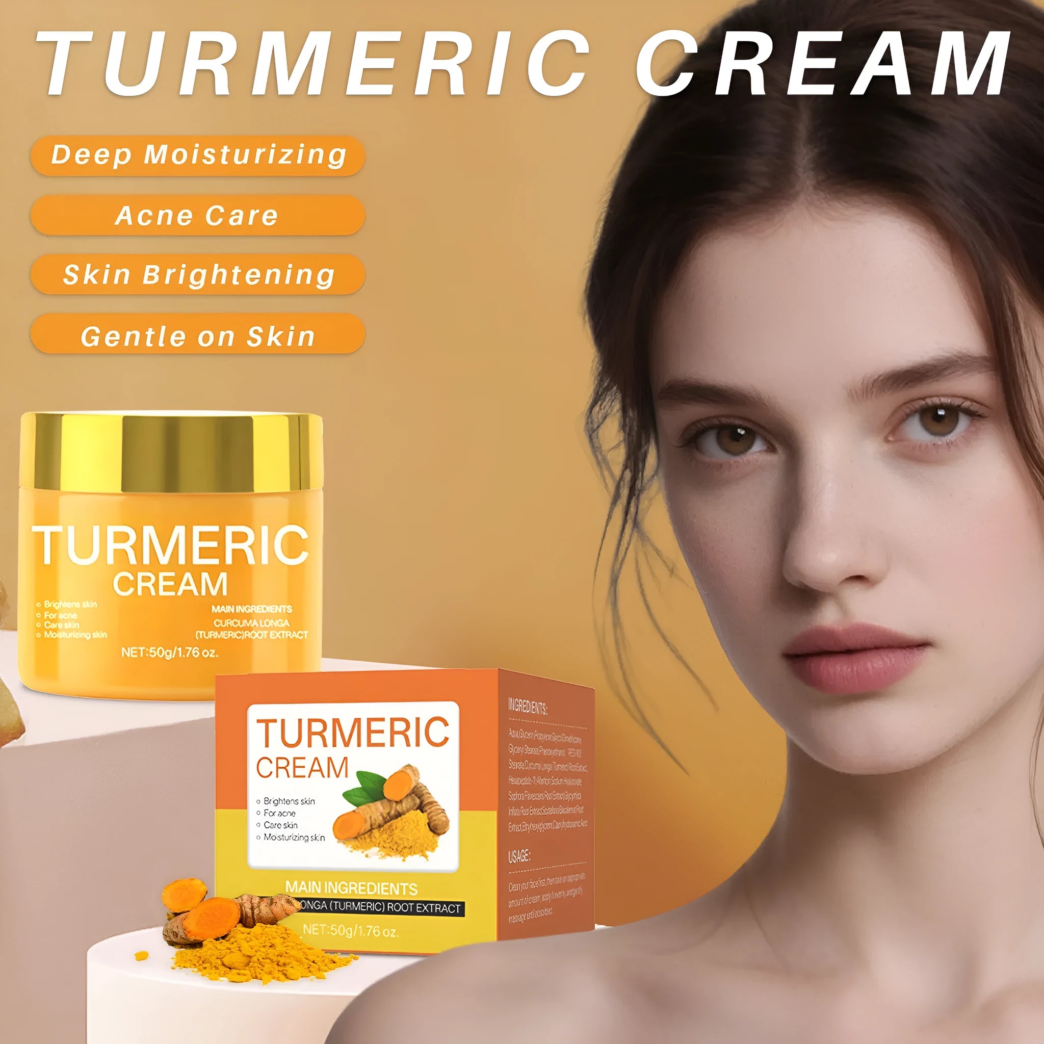 50g moisturising cream jar for brightening and hydrating skin, 53mm compact size with applicator