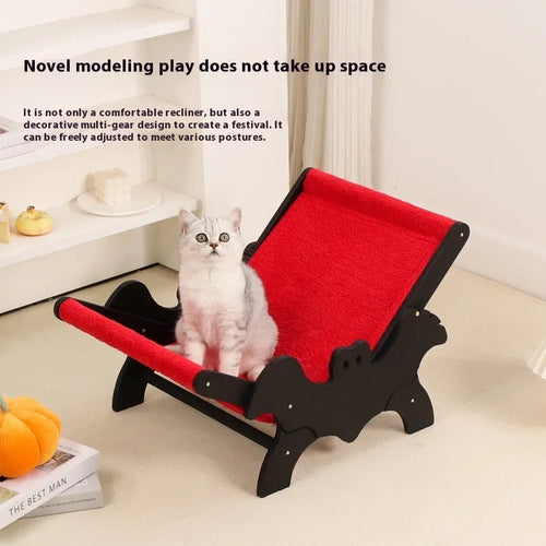 Black and red wooden cat recliner bed and cage MW-054 model for Halloween pet furniture