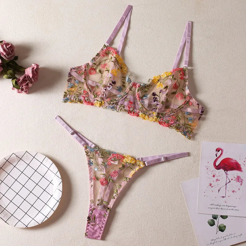 Women's floral pattern bikini set in polyester fabric showing available colour options